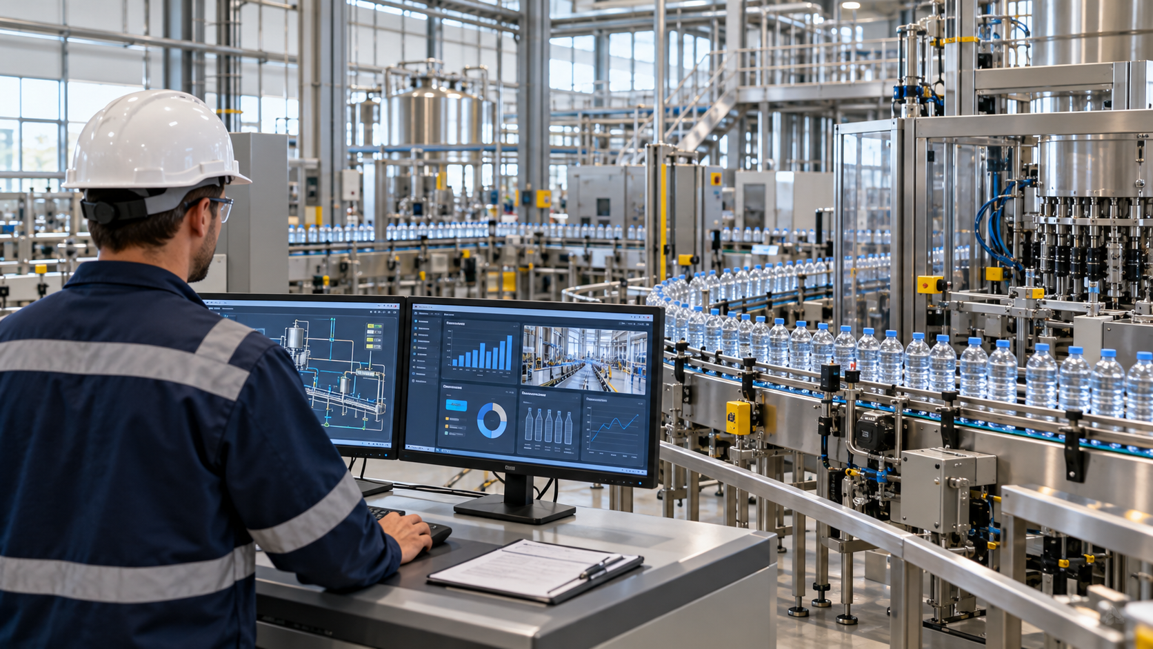 Manufacturing line with an industrial production workstation